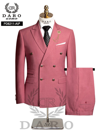 DAROuomo 2025  Men Suit Slim Fit Formal Business Work Wear Suits 2Pcs Set (Jacket+Pants)DR8211