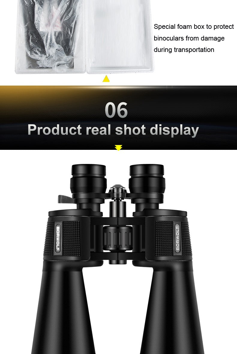 BORWOLF 20-60X70 Binóculos de Alta Ampliação Longo Alcance Zoom 60 Vezes Caça Telescópio Astronômico Profissional HD Zoom