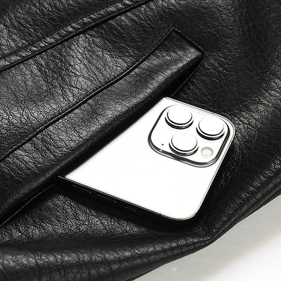 Vintage PU Jacket Men Motorcycle Biker PU Coat Fashion Casual Cargo Jackets Spring Autumn Outerwear