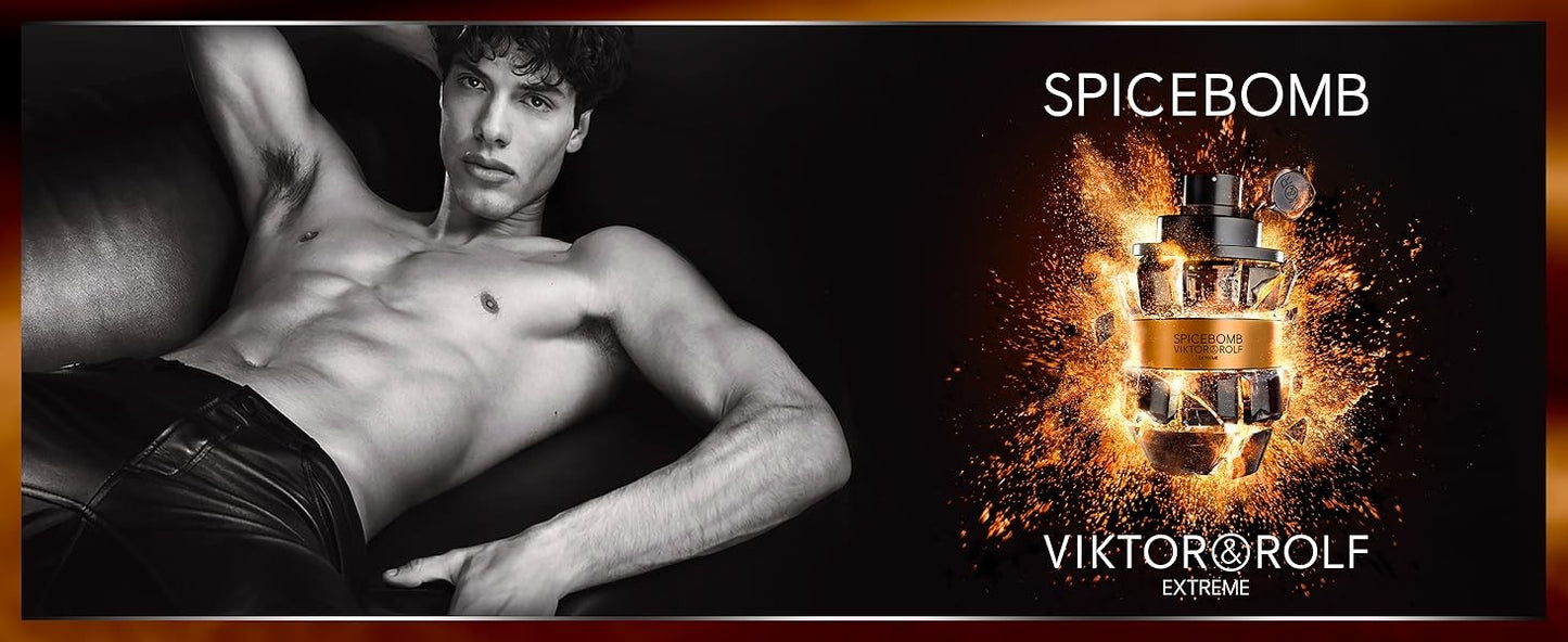 Spicebomb Extreme by Viktor & Rolf 3.04 oz EDP Cologne for Men Series Eau de Parfum Notes of Bergamot Citrus 4Style for choose