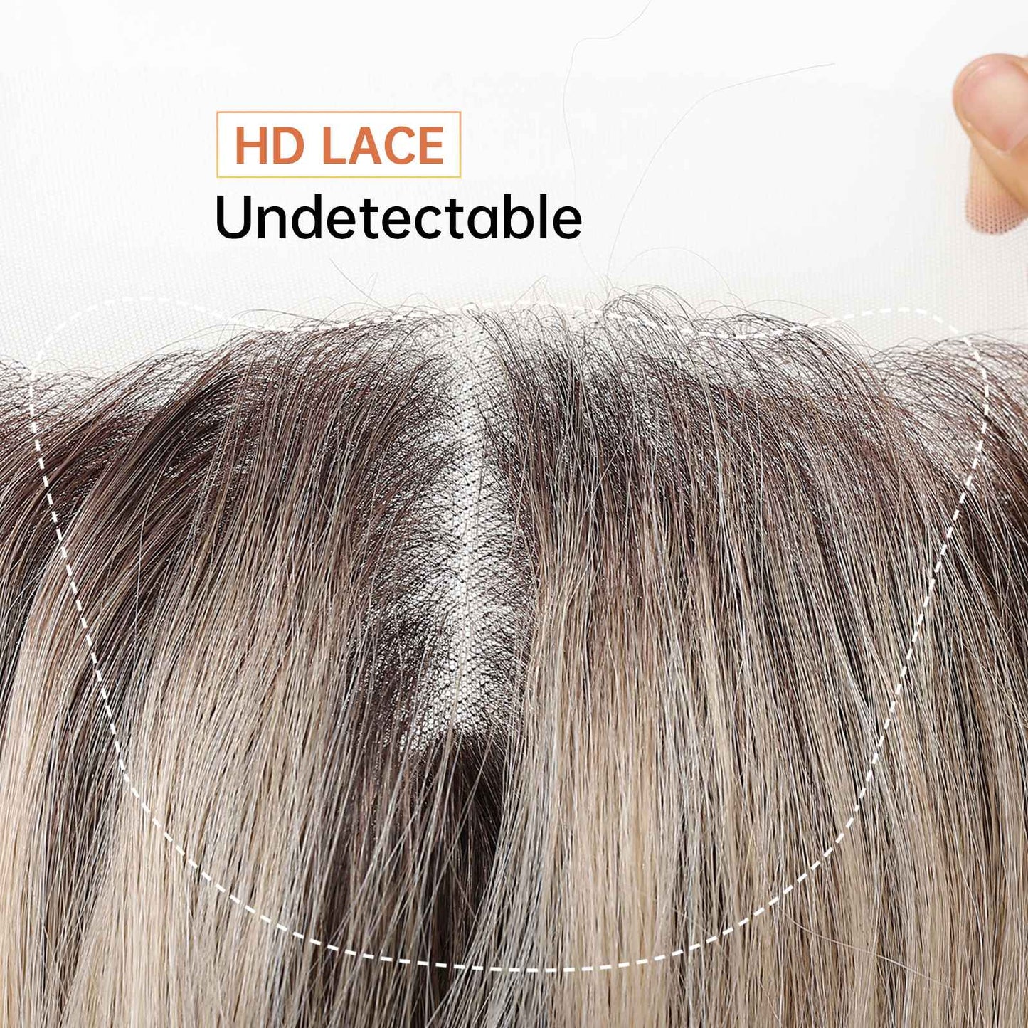 HENRY MARGU Peruca Sintética Lace Front 13x6 Peruca Longa Castanho Cinza Cabelo Ondulado Natural para Uso Diário Peruca de Fibra de Alta Temperatura