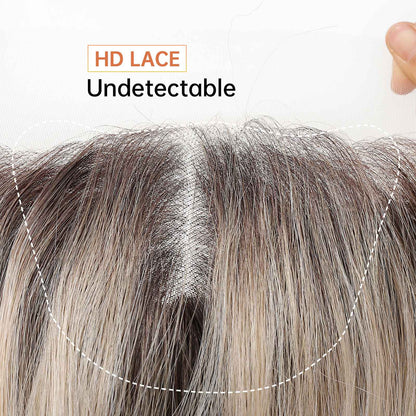 HENRY MARGU Peruca Sintética Lace Front 13x6 Peruca Longa Castanho Cinza Cabelo Ondulado Natural para Uso Diário Peruca de Fibra de Alta Temperatura