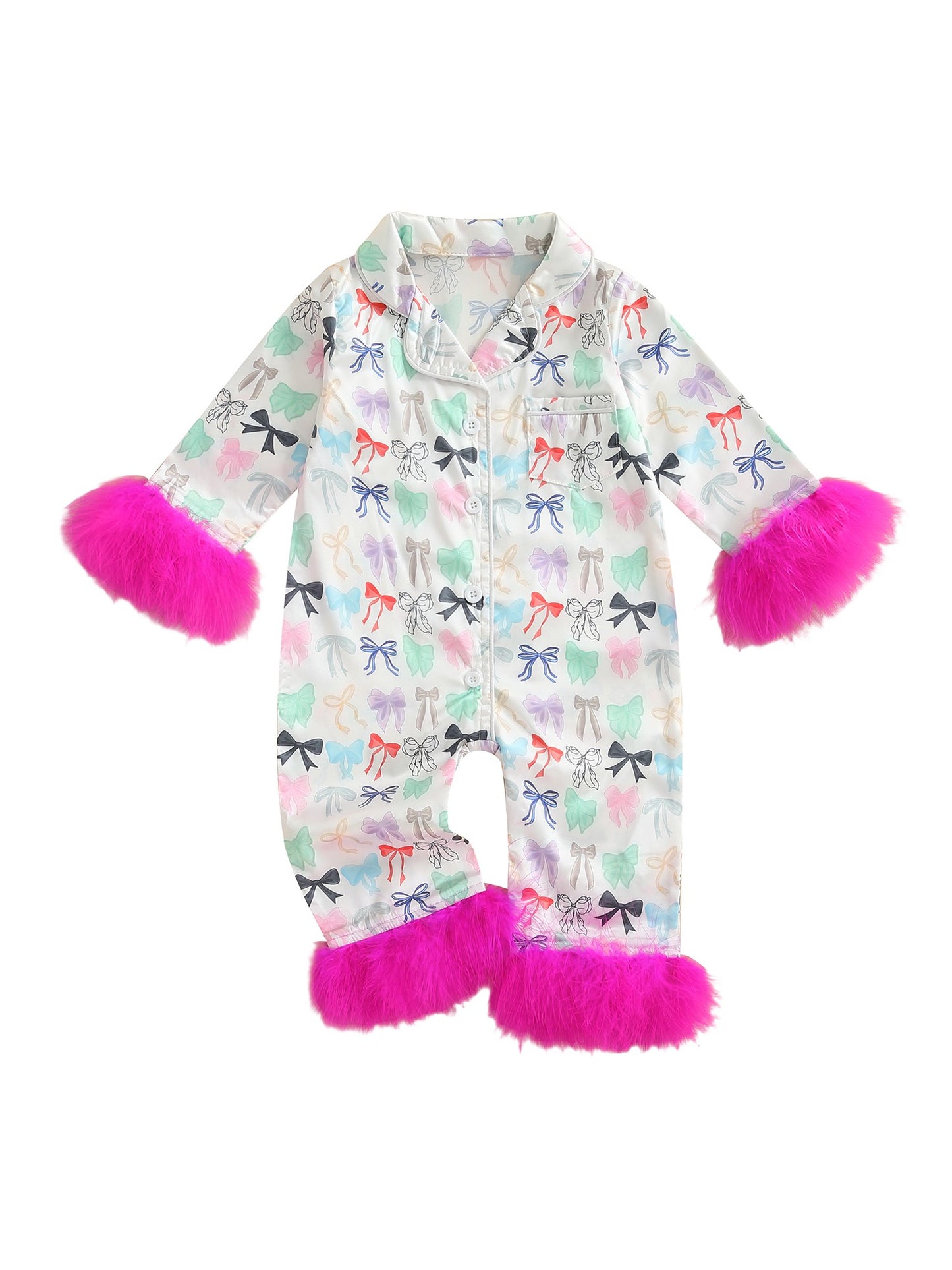 Citgeett Autumn Infant Baby Girls Jumpsuit Long Sleeve Bow Print Button Patchwork Casual Romper Fall Clothes