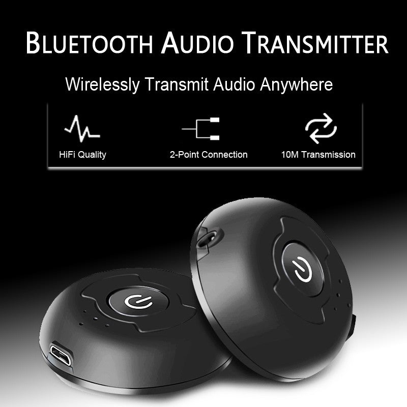 Bluetooth Spliter 5.0 Audio Transmitter for TV, PC Connect, 2 Headphones, 3.5mm AUX, Low Latency, Stereo Wireless Adapter