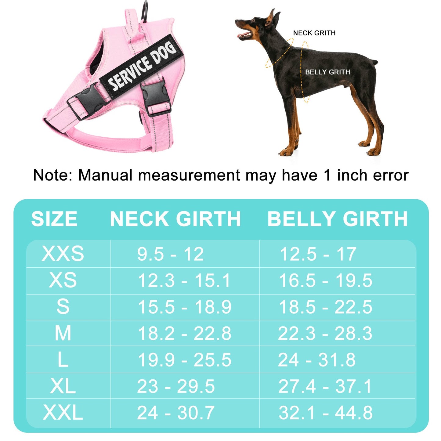 Personalized dog harness custom name tag doberman pinscher breathable adjustable pet harness suitable for medium and large dogs