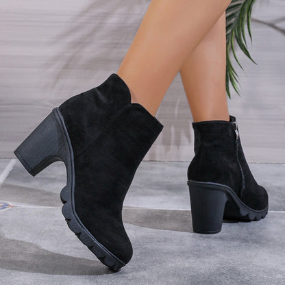2024 New Autumn Winter Women Pumps Boots High Quality Zipper European Ladies Shoes Suede Fabric High Heels Boots Fast Delivery