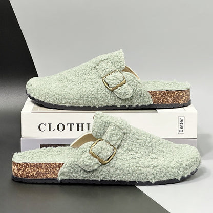 New Fall Winter Women And Men's Slippers With Plush Upper Indoor Outdoor Casual Sandals