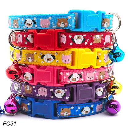 100Pcs Dog Collar With Bells Adjustable customize Necklace Puppy Kitten Collar Accessories Pet Shop Products Rabbit Neck Strap