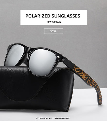 Óculos de Sol Masculinos e Femininos Polarizados de Bambu Madeira GM S5097 Oval