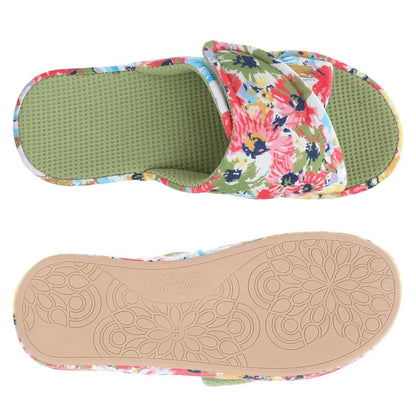 Comwarm Waffle Indoor Cotton Slippers For Women Open Toe Anti-Slip Home Slippers Four Seasons Flats Slippers with Arch Support