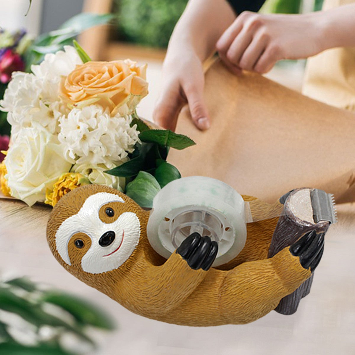 1pc sloth tape holder, creative animal home and office supplies, cute animal environment atmosphere ornaments, holiday gifts