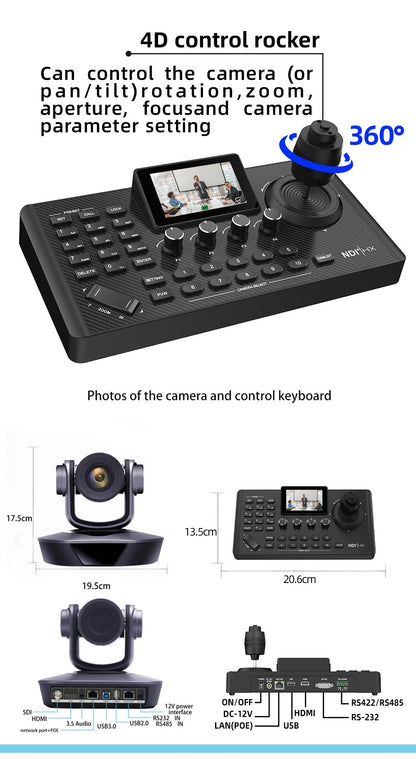 Video Conference Camera Kit 4K PTZ Camera 20X Zoom NDI SDI HDMI IP USB Church live broadcast NDI PTZ camera Controller 1-8pcs