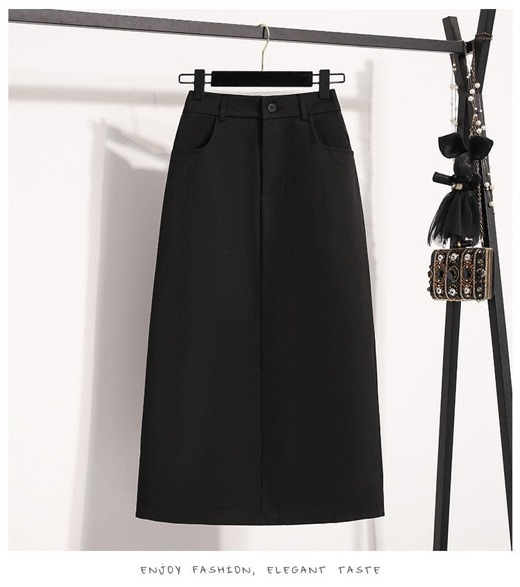 Suit Half-body Skirt Women's Large Size Autumn New Fashion Elegant Commuting Medium-length Package Hip Skirts Loose A-line Skirt