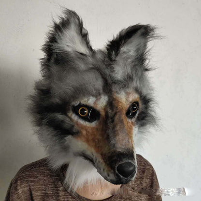 Latex with Fur Black Cat Cosplay Mask Scary Helmet Animal Funny Costume Hood Hair Mask Headwear Adult Halloween Party Props