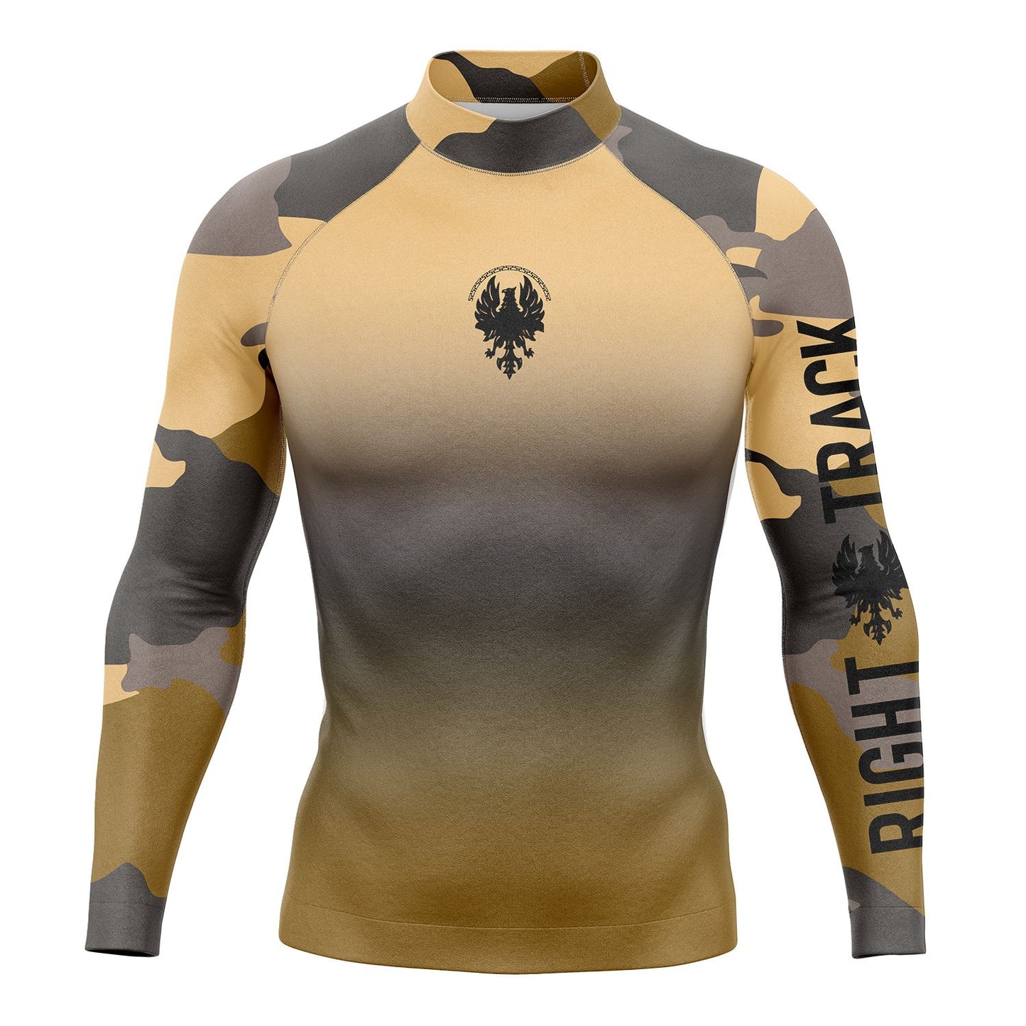 RIGHTRACK Men's Long Sleeve Surfing Shirt Rashguard UV Protection Lycra Swimwear UPF Diving Suit Gym Cheerful Clothes