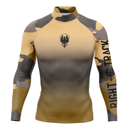 RIGHTRACK Men's Long Sleeve Surfing Shirt Rashguard UV Protection Lycra Swimwear UPF Diving Suit Gym Cheerful Clothes