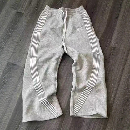 Women's Fleece Lined Loose Straight Leg Sports Casual Pants Autumn Winter Fashion Trendy Polyester Long Trousers Comfortable