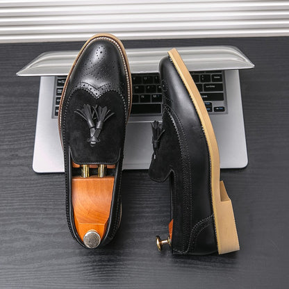 Men Business Dress Casual Fashion Elegant Formal ShoesSlip-on Evening Dress Loafers Party Tassel Leather Shoes Wedding Shoes