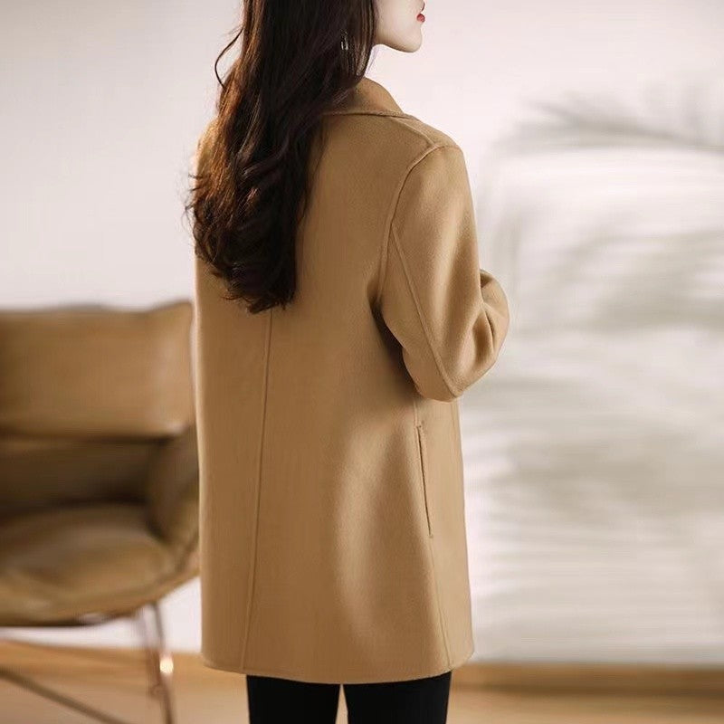 New High Quality Single-breasted Fashion Woolen Coat Women Autumn Winter Slim Elegant Wool Overcoat Windbreaker Outerwear Female