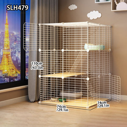 Grande Gaiola de Gato para Uso Doméstico, Vila de Gatos Gigante Interna, Estrutura de Escalada para Gatos com Espaço Livre de Várias Camadas, Casa de Gatos Luxuosa, Casa de Gatos