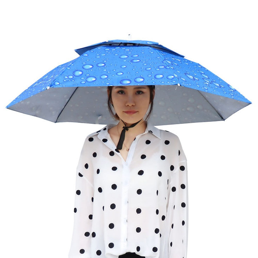 69/95cm Outdoor Portable Rain Umbrella Hat Foldable Fishing Sunshade Headwear Cap Waterproof Camping Fishing Beach Sun Hat