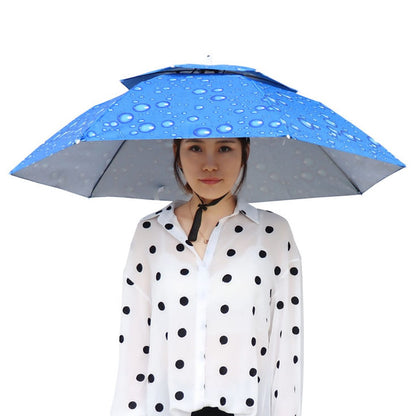 69/95cm Outdoor Portable Rain Umbrella Hat Foldable Fishing Sunshade Headwear Cap Waterproof Camping Fishing Beach Sun Hat