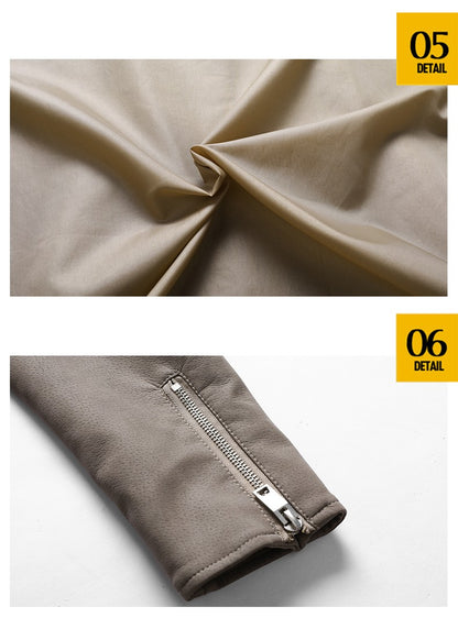 Jacket Men Coat Winter Leather Bomber Genuine Casual Brown Jackets Coats Faux Leather Vintage Black Biker Jacket Men Windproof