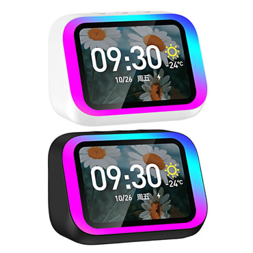 Smart Speaker Voice Assistant Portable Bluetooth Speaker Alarm Clock with HD Touch Screen Display Speaker for Bedroom Decor