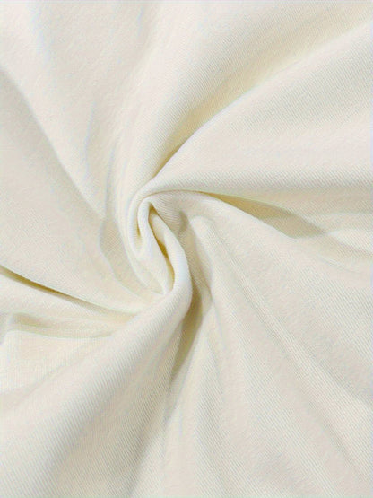 Short-sleeved T-shirt with waves and letters print Casual beach style Suitable for women's daily and outing wear in all season