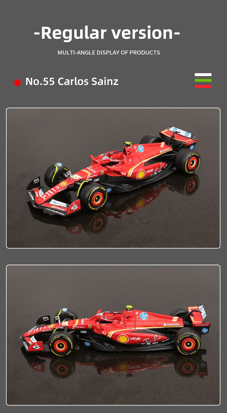 Bburago 1:43 Ferrari SF24 F1 Modelo de Carro 2024 Temporada 16# Leclerc 55# Sainz Veículo de Luxo em Liga de Metal Fundido Fórmula de Corrida Brinquedo Presente