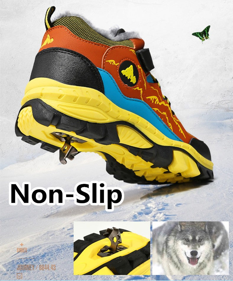 Winter Hiking Shoes Boy Kids Snow Boots Teenagers Children Shoe Walking Climbing Sneakers Leather Waterproof Non-slip Sport Warm