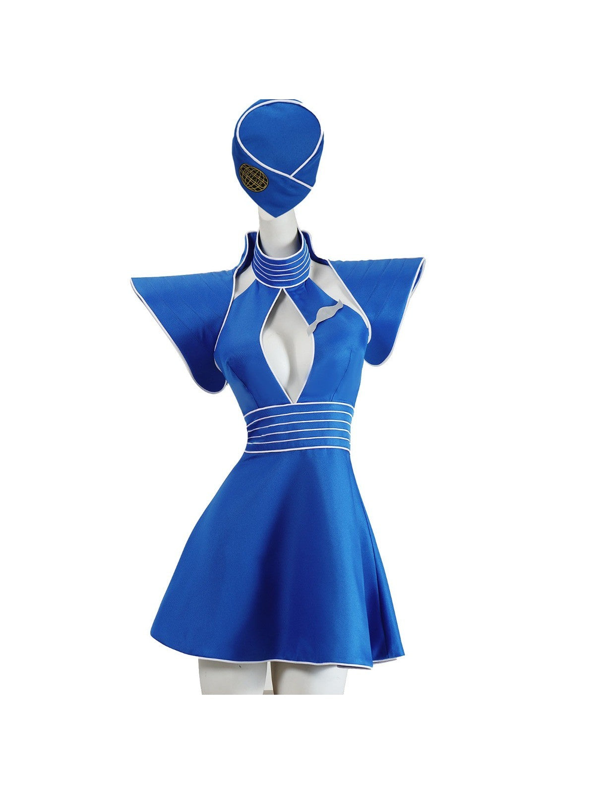 Britney Cosplay Costumes Women Blue Flight Attendant Uniform for Halloween Carnival Outfit