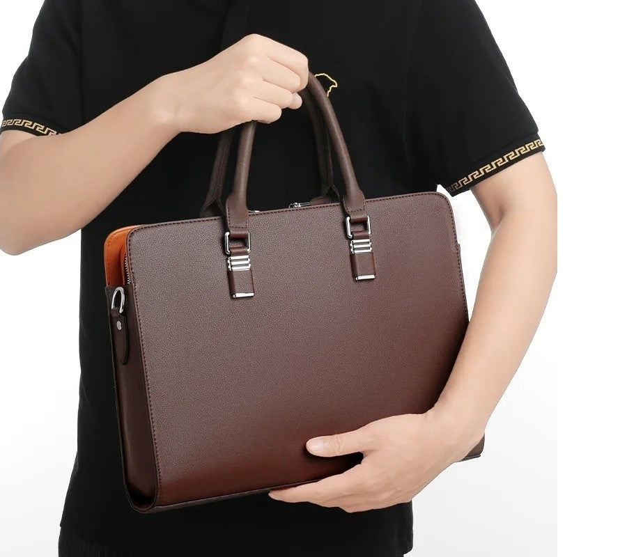 MOTAORA Genuine Leather Laptop Bag Men 14-15.6 Inch Business Briefcase Work Messenger Bag for MacBook HP Dell Acer