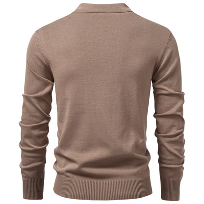 AIOPESON Premium Solid Color Polo Men Slim Fit Zip Long Sleeve Luxury Textured Fabric Business Casual Mens Sweatshirt
