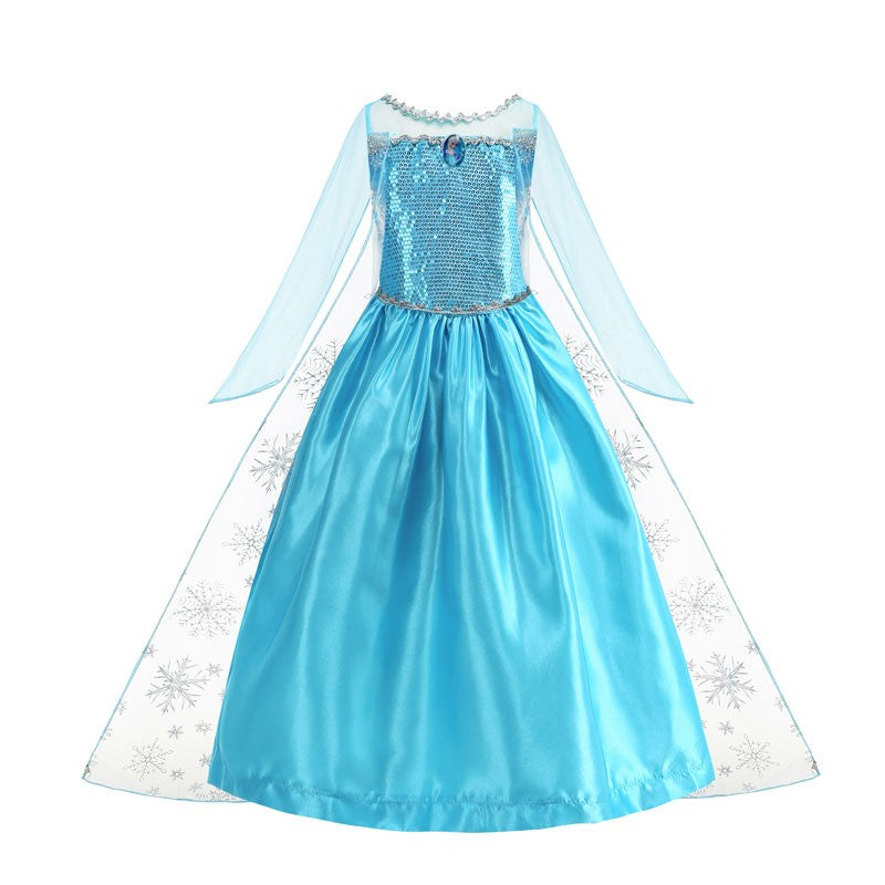 Disney Girls Elsa Princess Dress for Long Sleeve Kids Birthday Cosplay Frozen Costume Fancy 2025 Carnival Dress Up Party Costume