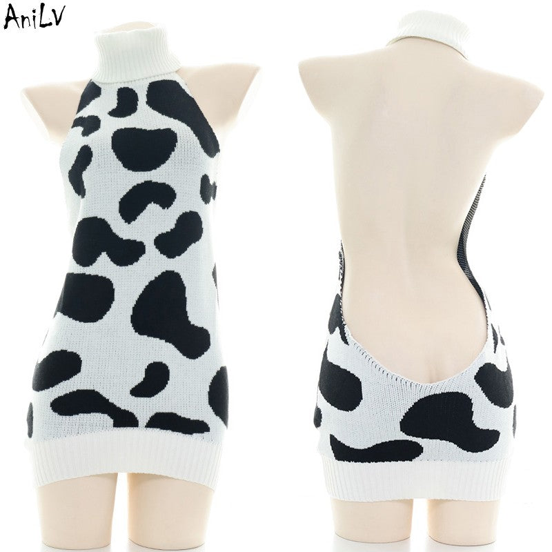 AniLV Cow Series Swimsuit Bodysuit Bikini Maid Unifrom Costume Summer Beach Kawaii Girl Swimwear Skirt Uniform Set Cosplay
