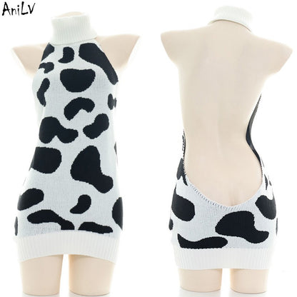 AniLV Cow Series Swimsuit Bodysuit Bikini Maid Unifrom Costume Summer Beach Kawaii Girl Swimwear Skirt Uniform Set Cosplay