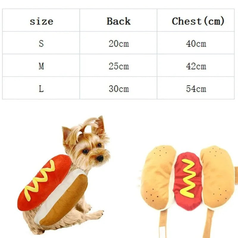 Engraçado Halloween Trajes de Cachorro Salsicha Dachshund em Forma de Cachorro Quente Roupa Ajustável para Animais de Estimação Fantasia de Festa de Gato Terno