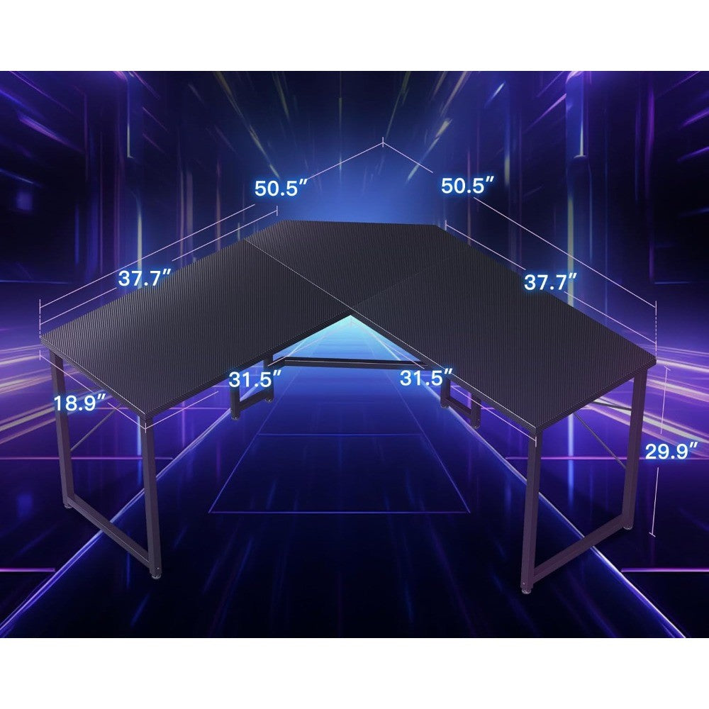 L-Shaped Gaming Desk: Corner Computer Desk for Home Office, Durable Small Space Workstation