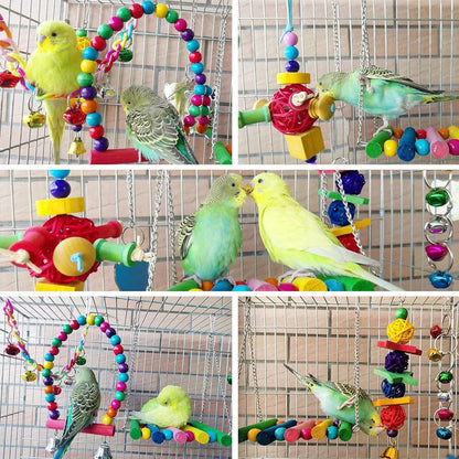 Brinquedos para Pássaros e Papagaios Balanço Decoração Gaiola Espelho Escada Sinos de Vento Acessórios Brinquedos para Pássaros brinquedos para pájaros