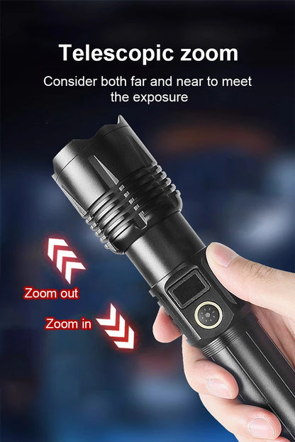 990000LM Most Powerful Flashlight Type-c Recharge 3000M Spotlight Tactical Flash Light 5000mAh High Power Led Flashlights Torch