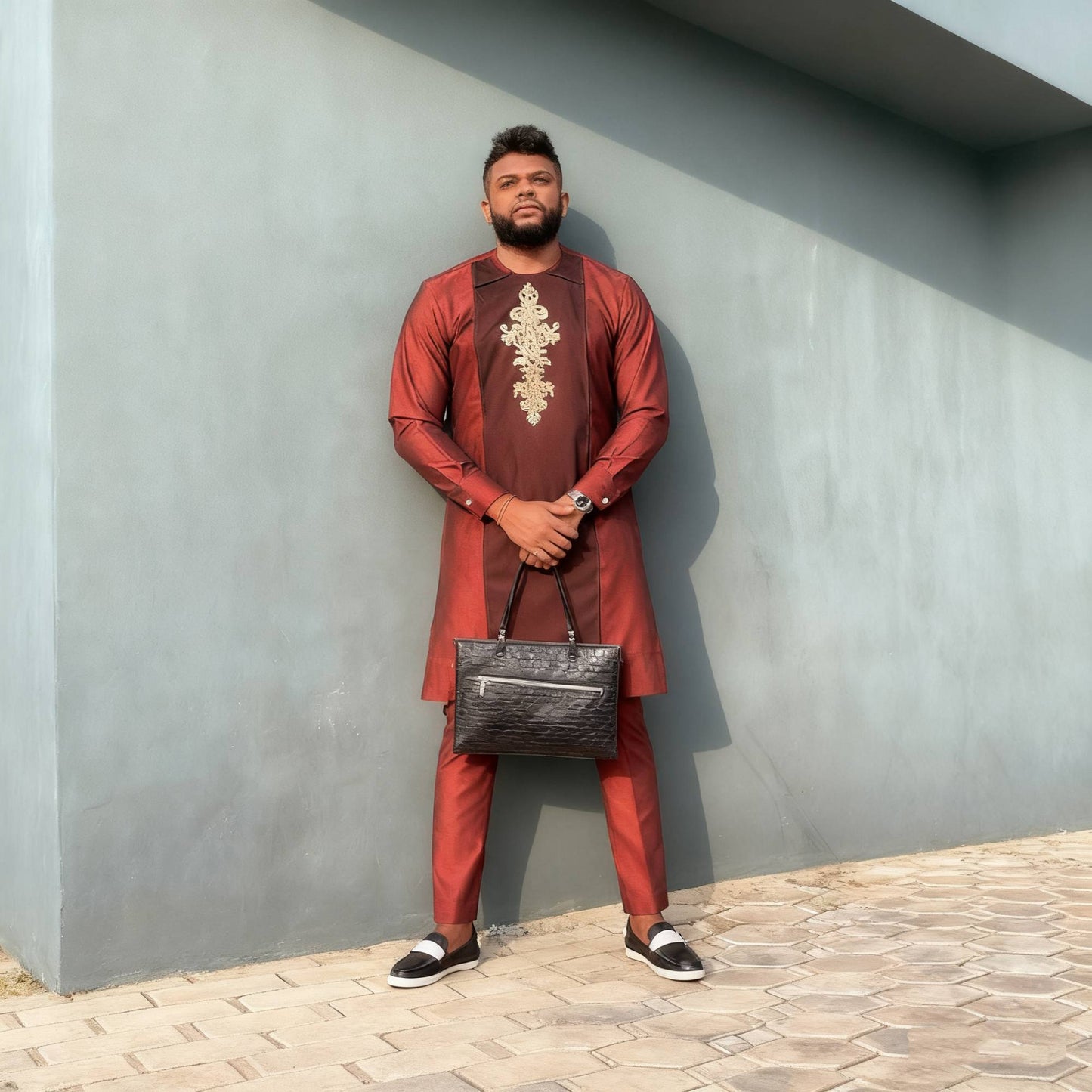 2025 African Traditional Men's Suit Luxury Casual Loose Two Piece Set Holiday Wedding Kaftan Fashionable Ethnic Men's Clothing