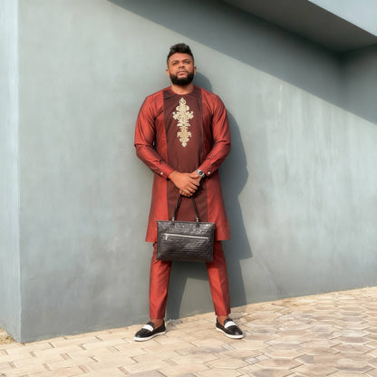 2025 African Traditional Men's Suit Luxury Casual Loose Two Piece Set Holiday Wedding Kaftan Fashionable Ethnic Men's Clothing