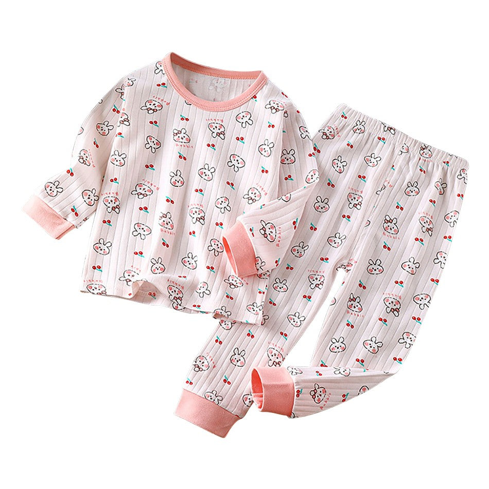 Kids Casual Autumn Long Sleeve Pajamas Set Boys and Girls Cartoon Print Home Wear Comfortable Soft Fabric Sleepwear