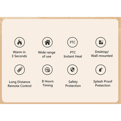 Space Heater for Indoor with Remote Wall Mounted  Conditioner Low Noise Timing Function for Home Office EU Plug 220V