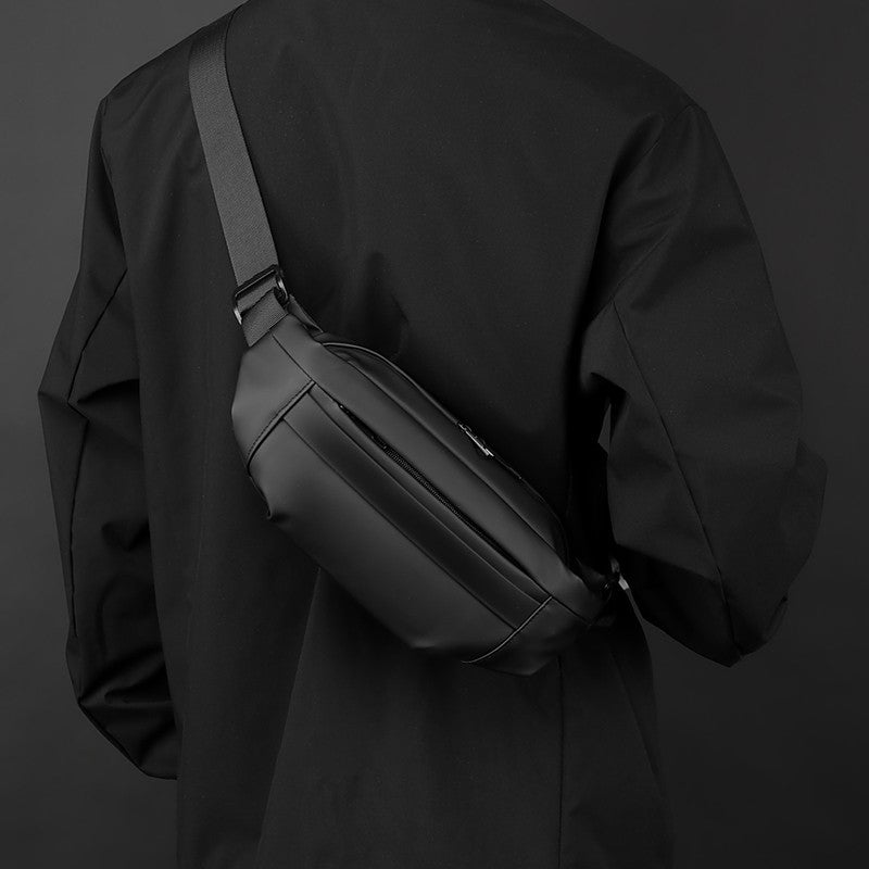 1 men's multifunctional sports waist bag - multi-layer zipper closure, adjustable chest bag, sports style crossbody bag