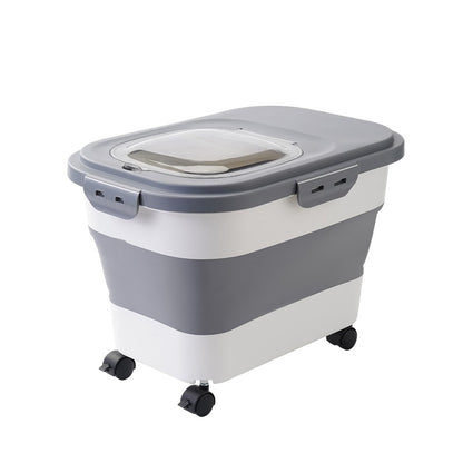 Recipiente Dobrável para Ração de Cães e Gatos de 6/15 Litros, Caixa para Ração Seca de Gatos com Tampas, Recipientes Herméticos para Armazenamento de Grãos e Arroz de Cozinha