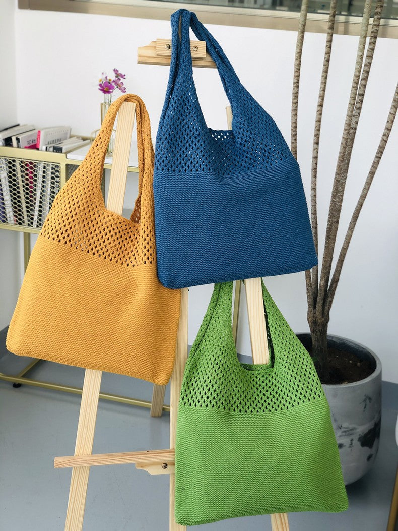 Designer Knitted Handbags Female Large Capacity Totes Women's Pack Summer Beach Bag Big Purses Casual Hollow Woven Shoulder Bags