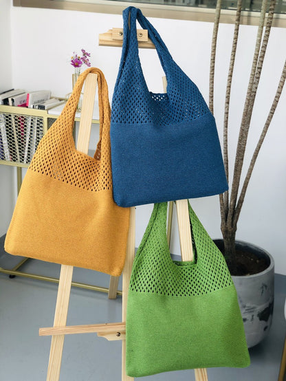 Designer Knitted Handbags Female Large Capacity Totes Women's Pack Summer Beach Bag Big Purses Casual Hollow Woven Shoulder Bags