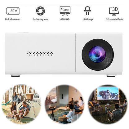 Projetor de Vídeo de Bolso Pico LED 1080P Compatível com HDMI AV Laptop Smartphone Projetor de Vídeo 4K HD para Filmes ao Ar Livre e Acampamento